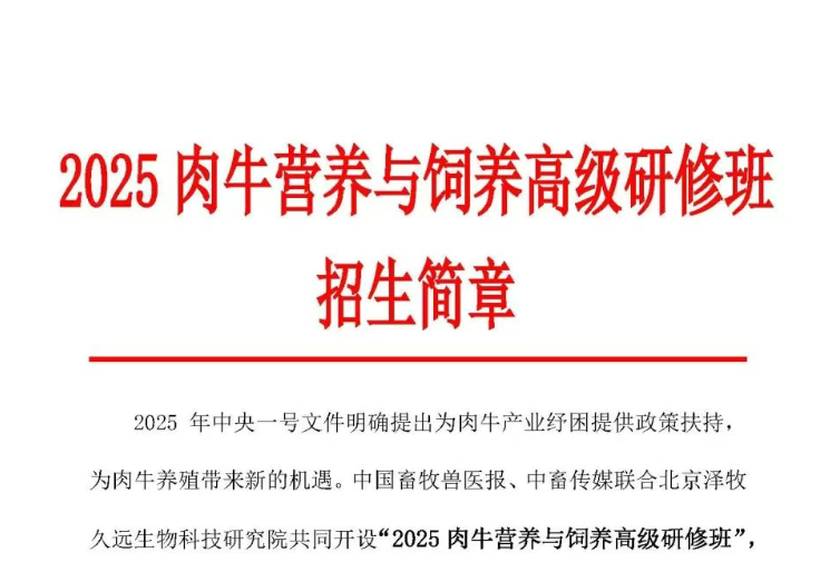 關(guān)注！中國(guó)畜牧業(yè)協(xié)會(huì)牛業(yè)分會(huì)關(guān)于轉(zhuǎn)發(fā)《2025肉牛營(yíng)養(yǎng)與飼養(yǎng)高級(jí)研修班招生簡(jiǎn)章》的通知